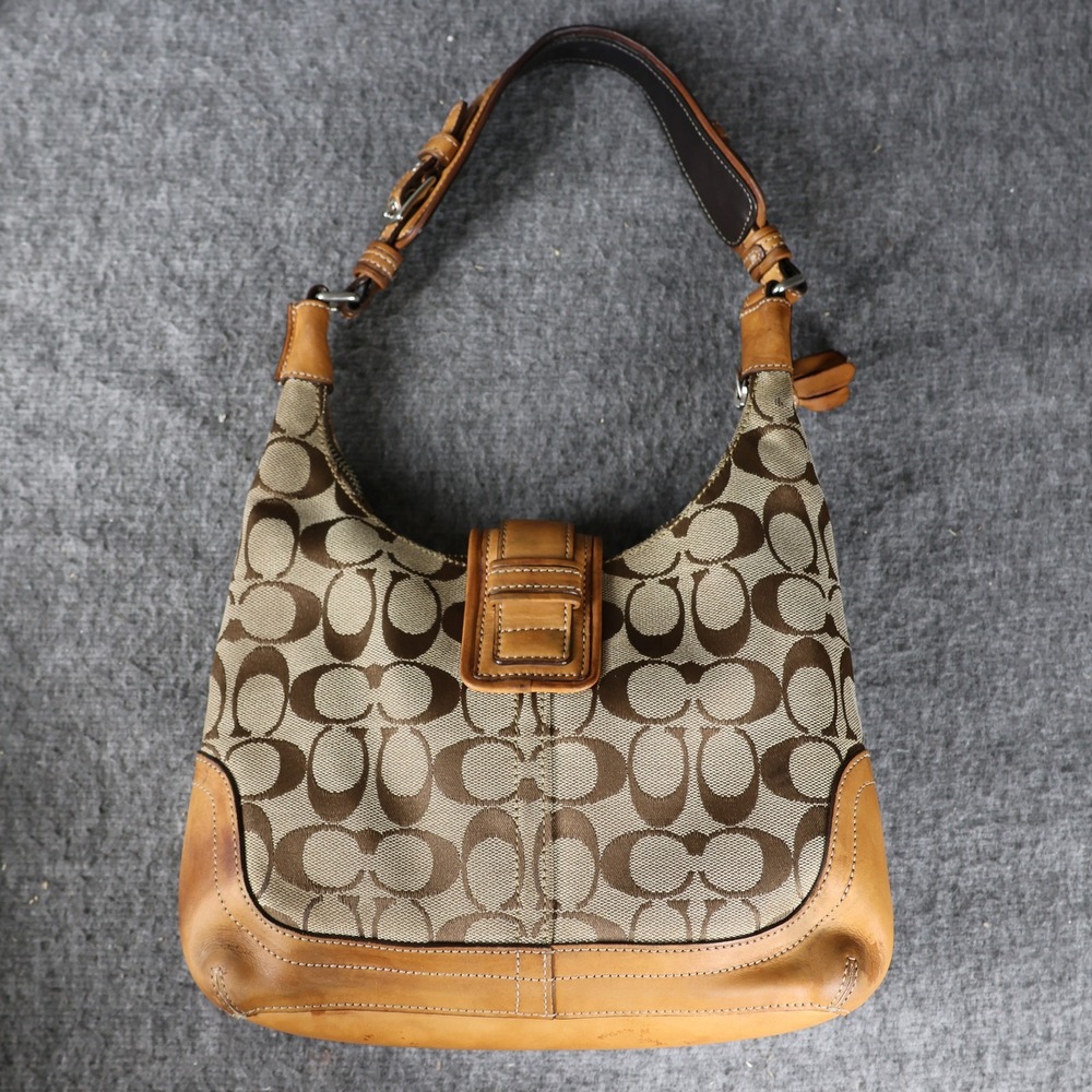 Vintage Coach Signature Avary Hobo Bag Brown Canvas Leather F04J-6323
